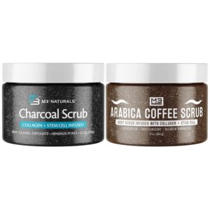 M3 Naturals Charcoal Body Scrub + Coffee Body Scrub Bundle. Amazon.com