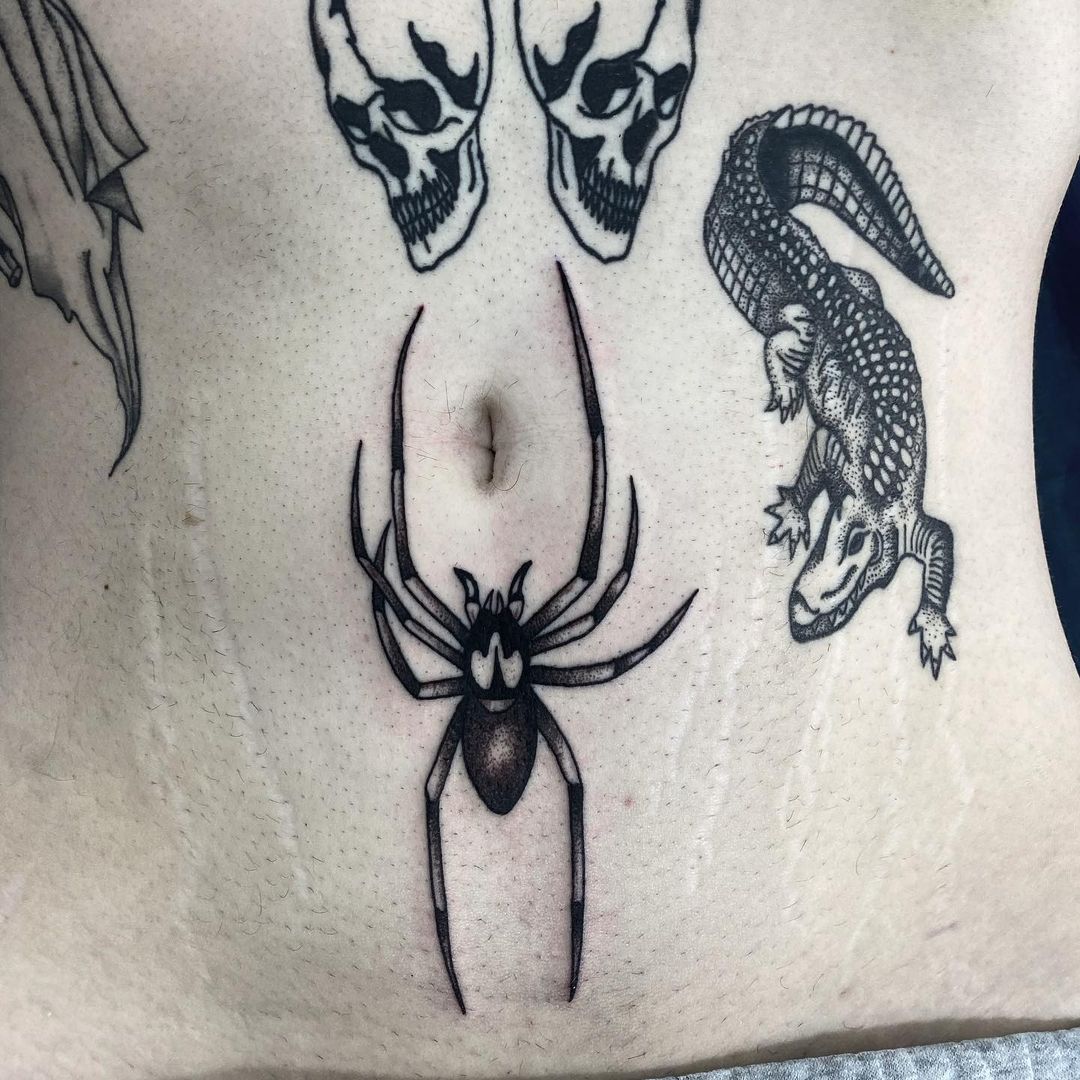 Spider, Crocodile, And Skulls