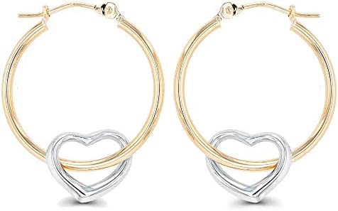 14K Gold Solid Hypoallergenic Heart Hoop Earrings. Amazon.com