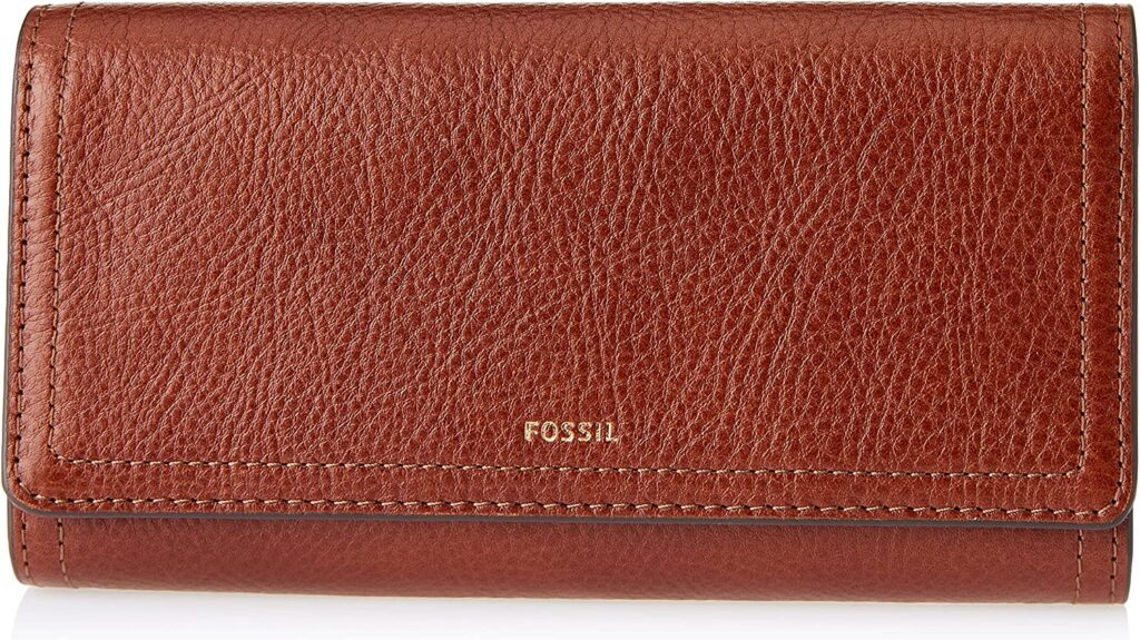 Fossil Women's Logan Leather RFID-Blocking Flap Clutch Wallet. Amazon.com