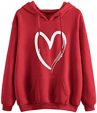 Women's Casual Heart Print Hoodie Sweatshirt. Amazon.com