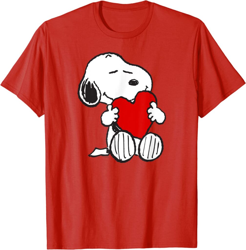 Valentine Snoopy Hugging Heart T-Shirt. Amazon.com