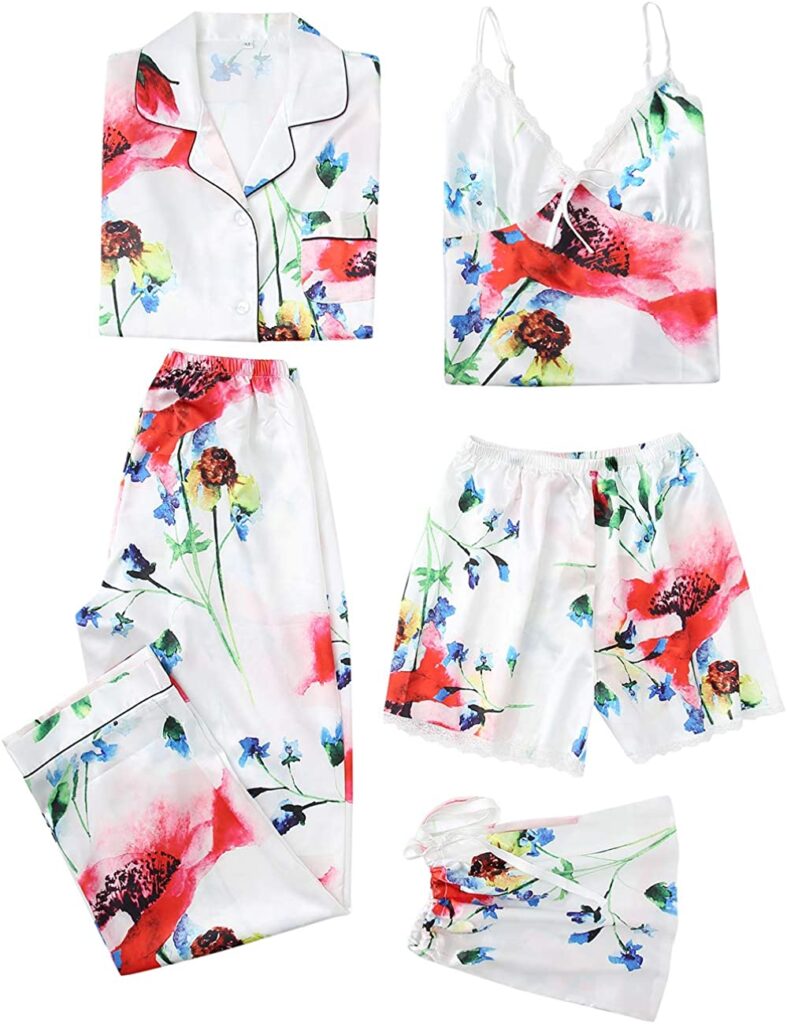 5pcs Silk Satin Pajama Set. Amazon.com