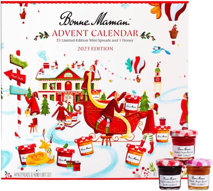 Bonne Maman 2023 Limited Edition Advent Calendar, 23 Mini Spreads and 1 Honey
