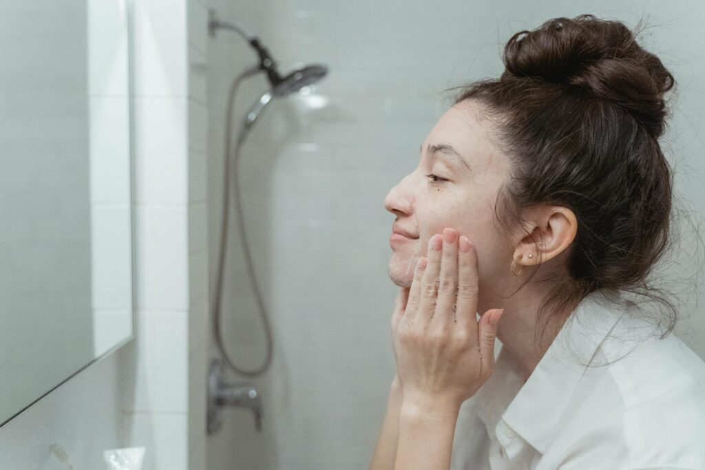 Woman washing Her Face